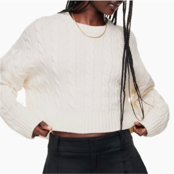 Sunday Best cropped cable knit Peggy sweater M oversized 24” - Picture 2 of 6